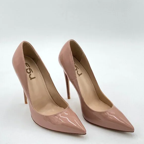 FSJ Nude Pointed Toe Pumps High Heel Sexy Stilettos Slip On Office Cute Evening - Picture 4 of 8